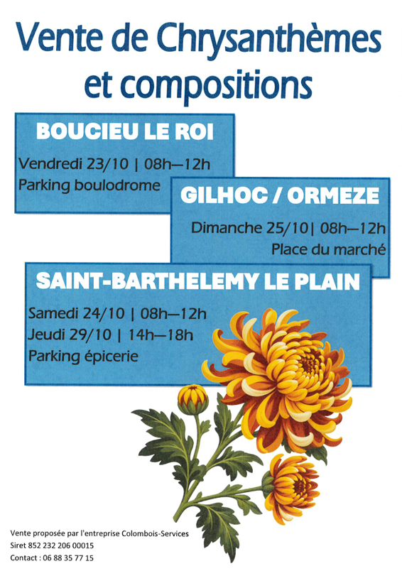 Vente des fleurs pour la Toussaint à Boucieu le Roi